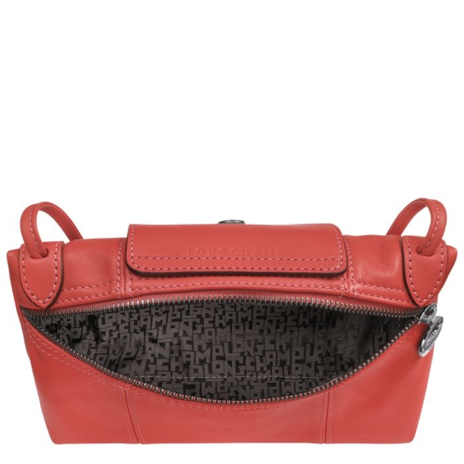 Women's Longchamp Le Pliage Cuir Crossbody Bags Red | 43JPAFYSE