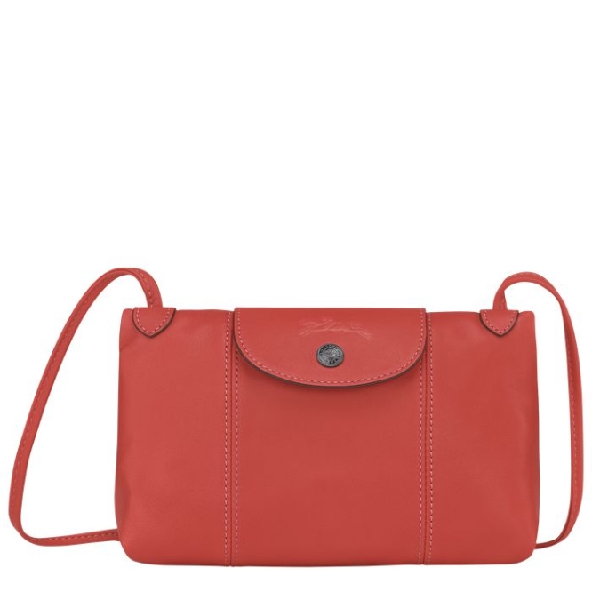 Women\'s Longchamp Le Pliage Cuir Crossbody Bags Red | 43JPAFYSE