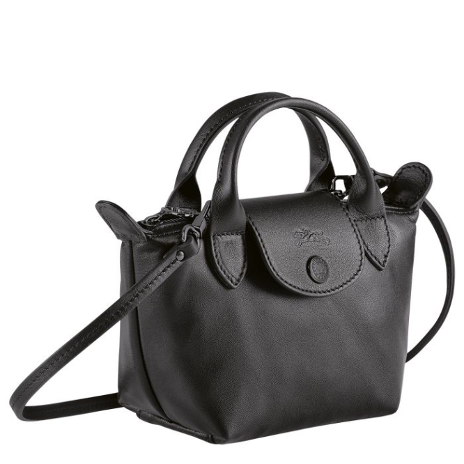 Women's Longchamp Le Pliage Cuir Crossbody Bags Black | 51MLEXOJP