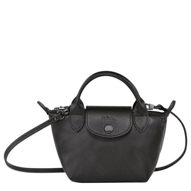 Women\'s Longchamp Le Pliage Cuir Crossbody Bags Black | 51MLEXOJP