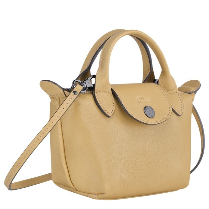 Women's Longchamp Le Pliage Cuir Crossbody Bags Beige | 54PBOERTK