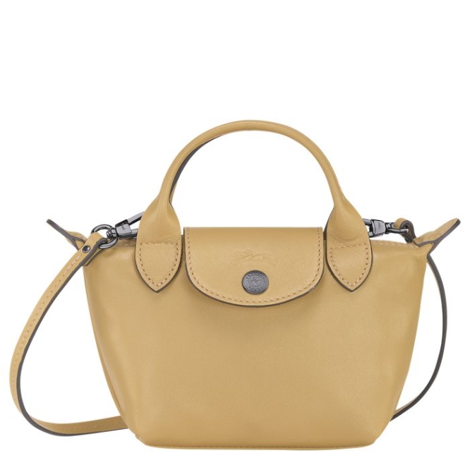 Women\'s Longchamp Le Pliage Cuir Crossbody Bags Beige | 54PBOERTK