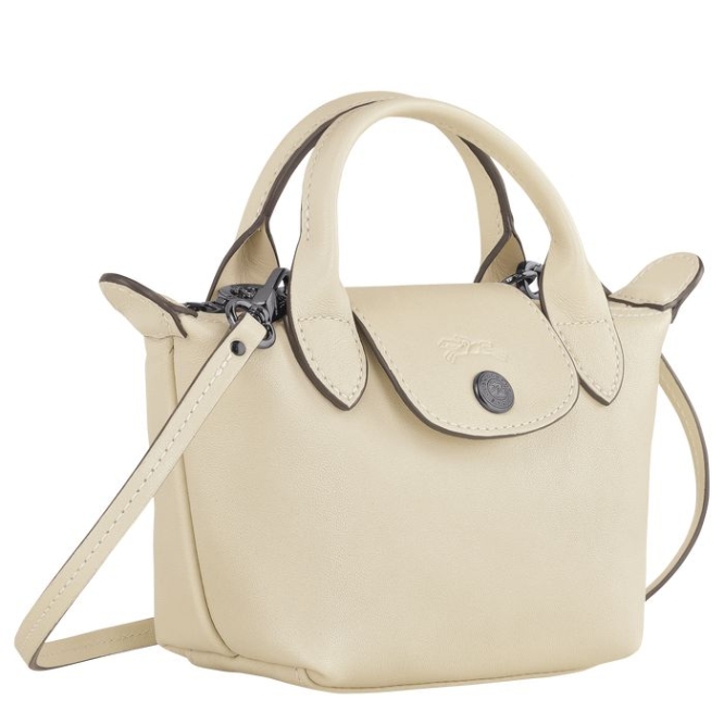 Women's Longchamp Le Pliage Cuir Crossbody Bags Beige | 56EYKZNMG