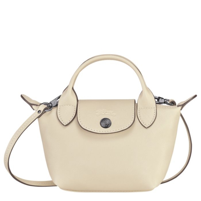 Women\'s Longchamp Le Pliage Cuir Crossbody Bags Beige | 56EYKZNMG