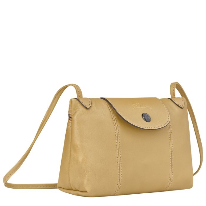 Women's Longchamp Le Pliage Cuir Crossbody Bags Beige | 85RXLINZQ