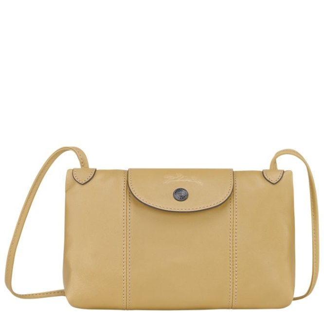 Women\'s Longchamp Le Pliage Cuir Crossbody Bags Beige | 85RXLINZQ