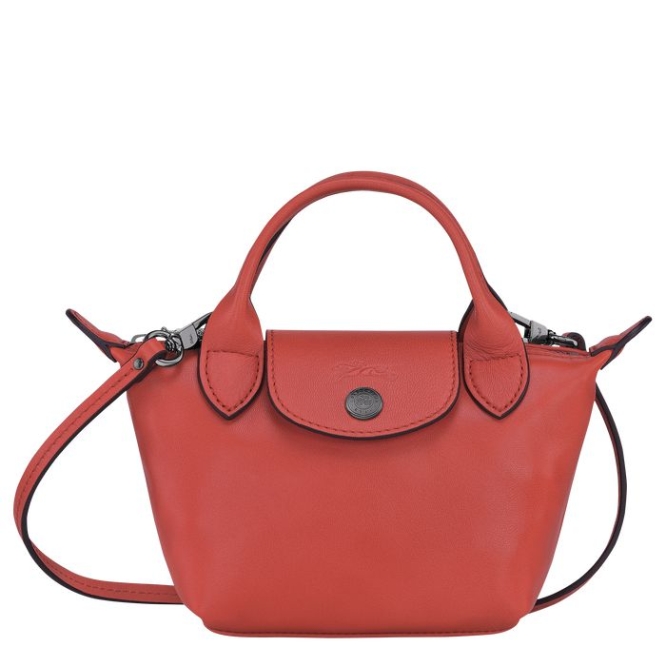 Women\'s Longchamp Le Pliage Cuir Crossbody Bags Red | 86SYKUGIO