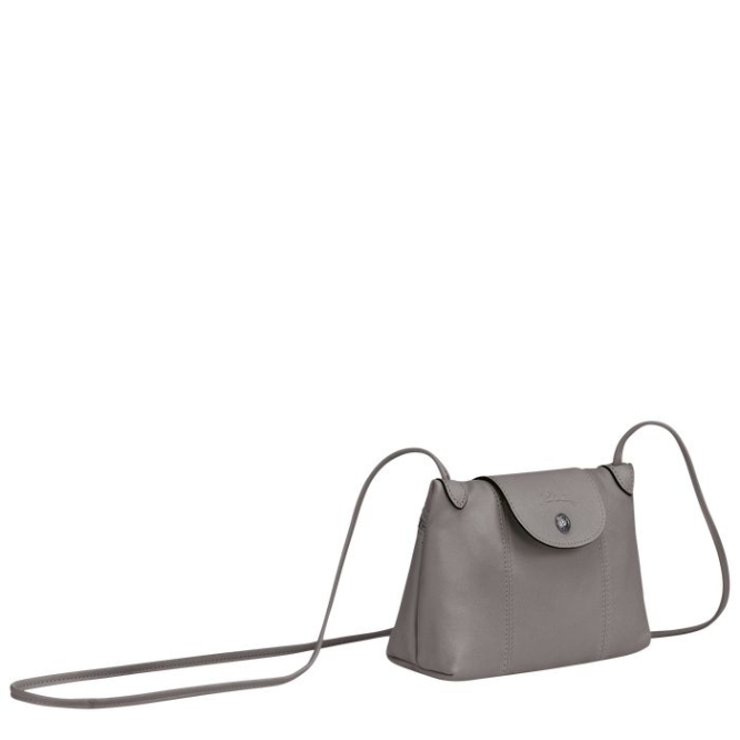 Women's Longchamp Le Pliage Cuir Crossbody Bags Grey | 92YJMAVHR