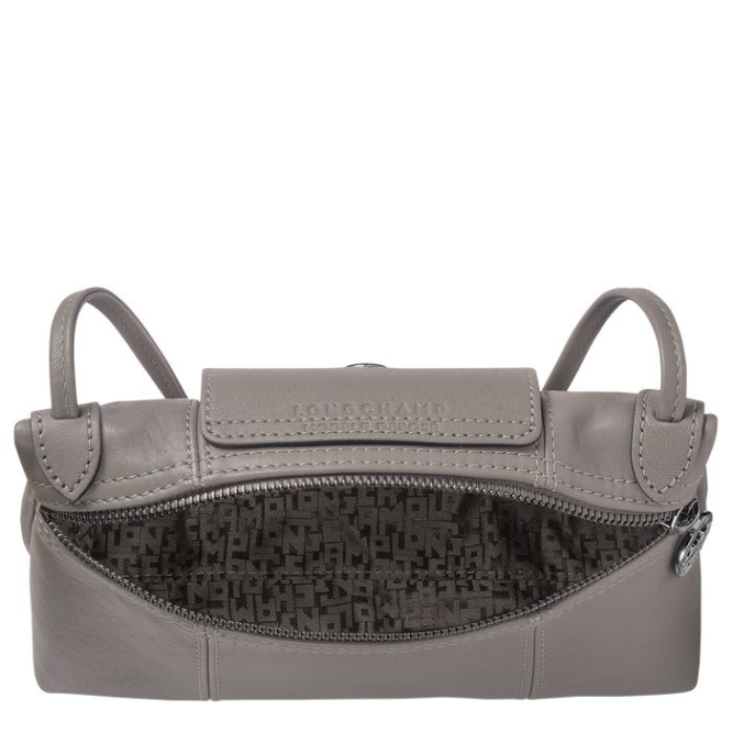 Women's Longchamp Le Pliage Cuir Crossbody Bags Grey | 92YJMAVHR