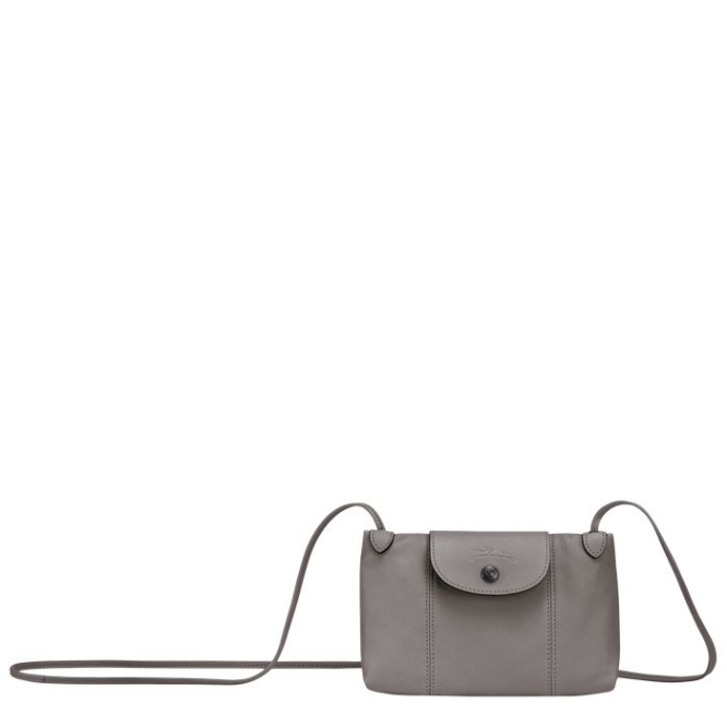 Women\'s Longchamp Le Pliage Cuir Crossbody Bags Grey | 92YJMAVHR