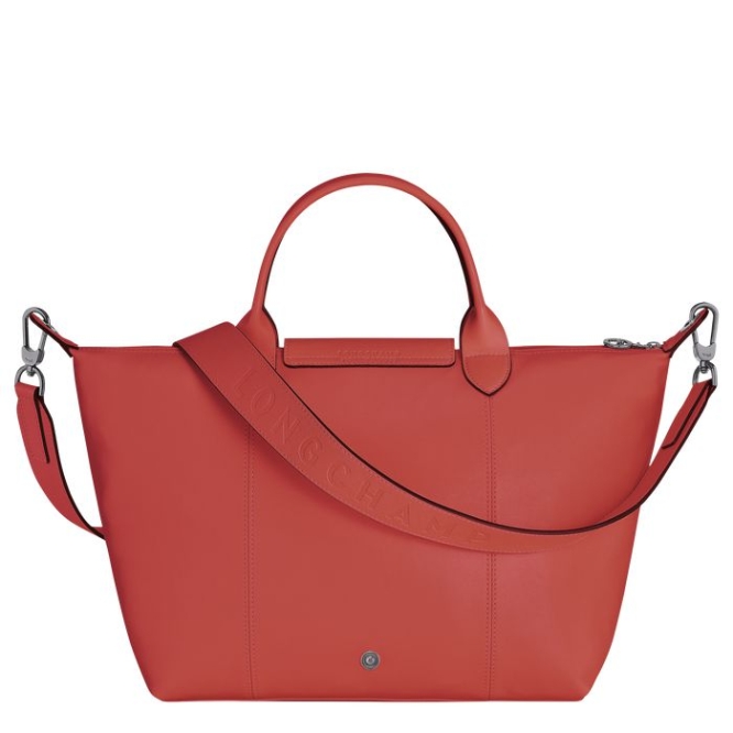 Women's Longchamp Le Pliage Cuir M Top-handle Bags Red | 38BILVAPF