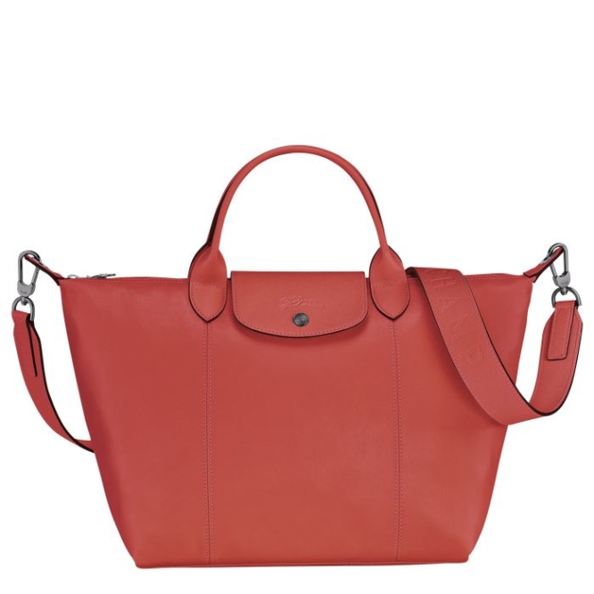 Women\'s Longchamp Le Pliage Cuir M Top-handle Bags Red | 38BILVAPF