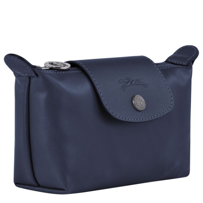 Women's Longchamp Le Pliage Cuir Pouches & Cases Navy | 08JMHBEWR