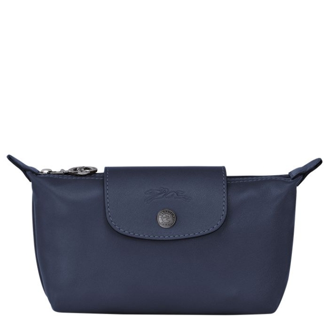 Women\'s Longchamp Le Pliage Cuir Pouches & Cases Navy | 08JMHBEWR