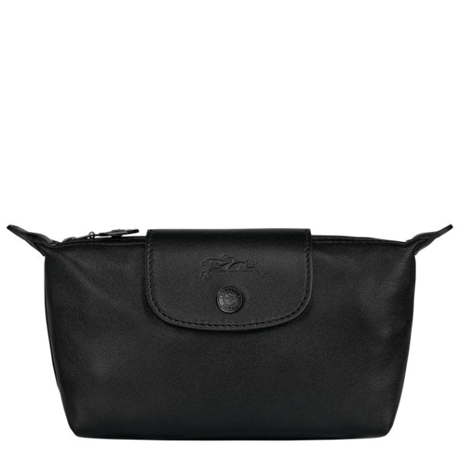 Women\'s Longchamp Le Pliage Cuir Pouches & Cases Black | 19CQSWOMT