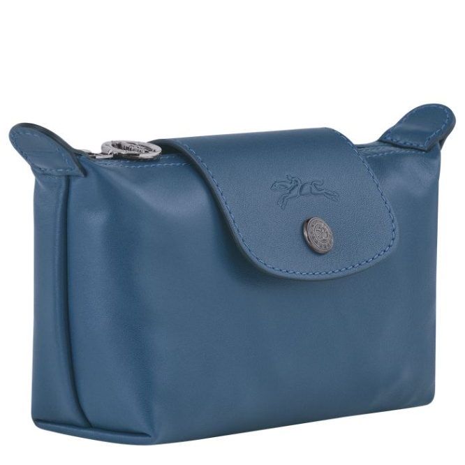 Women's Longchamp Le Pliage Cuir Pouches & Cases Blue | 43IOFDWCV