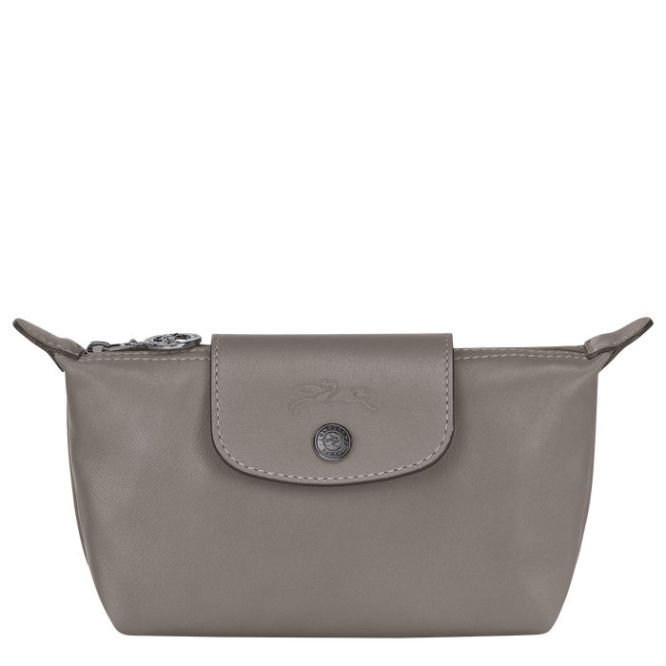 Women\'s Longchamp Le Pliage Cuir Pouches & Cases Grey | 92IXEZKFW