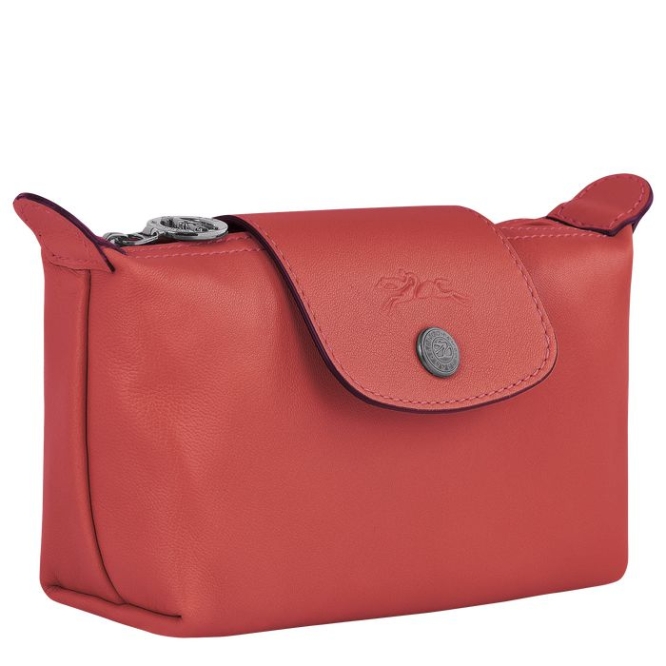 Women's Longchamp Le Pliage Cuir Pouches & Cases Red | 93RQPBJKU