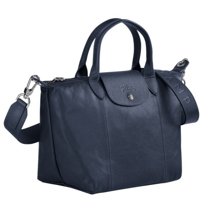 Women's Longchamp Le Pliage Cuir S Top-handle Bags Navy | 29QHPFLVJ