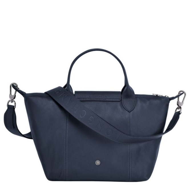 Women's Longchamp Le Pliage Cuir S Top-handle Bags Navy | 29QHPFLVJ