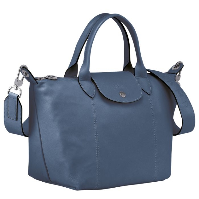 Women's Longchamp Le Pliage Cuir S Top-handle Bags Blue | 32GNDTAQP