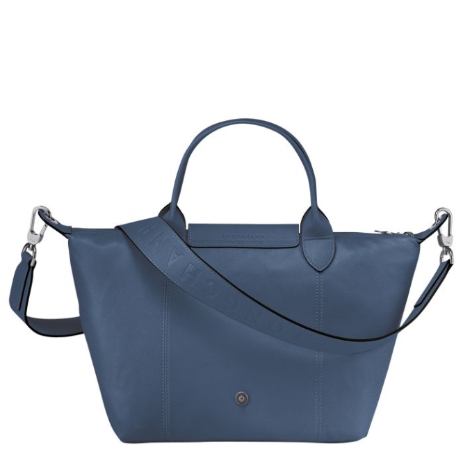 Women's Longchamp Le Pliage Cuir S Top-handle Bags Blue | 32GNDTAQP