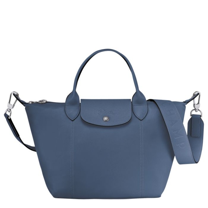 Women\'s Longchamp Le Pliage Cuir S Top-handle Bags Blue | 32GNDTAQP