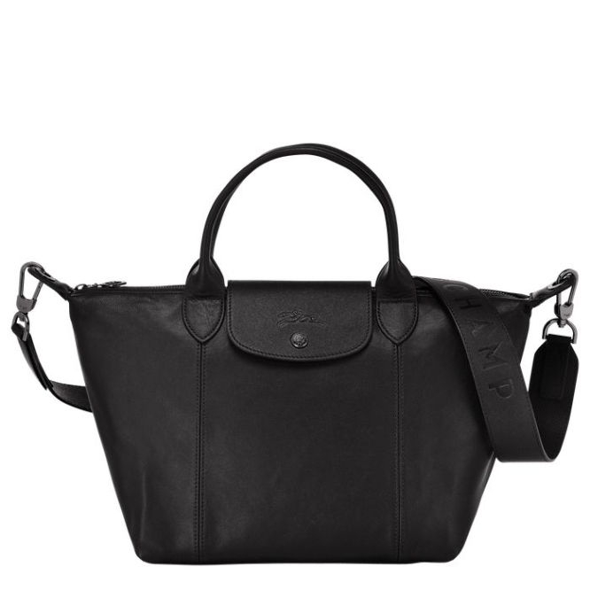 Women\'s Longchamp Le Pliage Cuir S Top-handle Bags Black | 62PMZTJUG