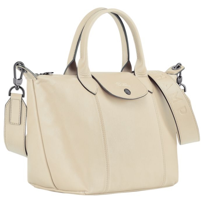 Women's Longchamp Le Pliage Cuir S Top-handle Bags Beige | 85MJEQKDL