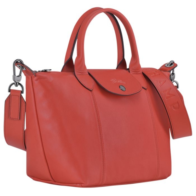 Women's Longchamp Le Pliage Cuir S Top-handle Bags Red | 87IAUKRJB