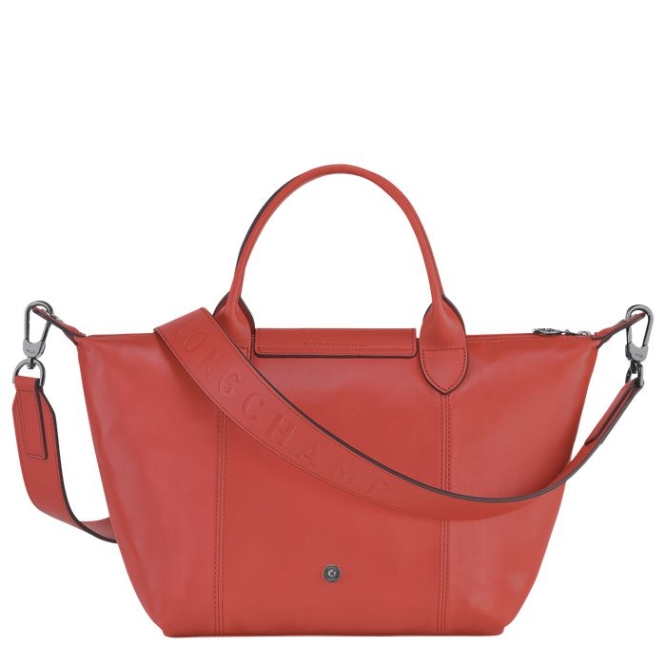 Women's Longchamp Le Pliage Cuir S Top-handle Bags Red | 87IAUKRJB