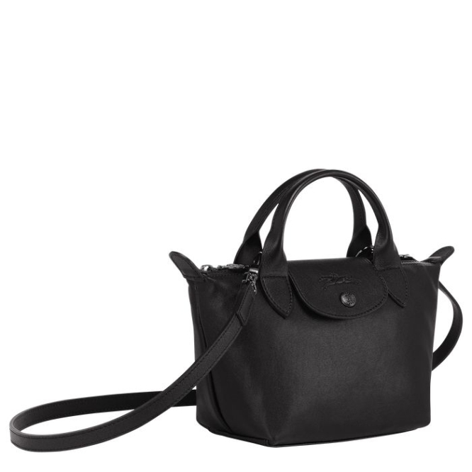 Women's Longchamp Le Pliage Cuir XS Top-handle Bags Black | 35NTFXAHJ