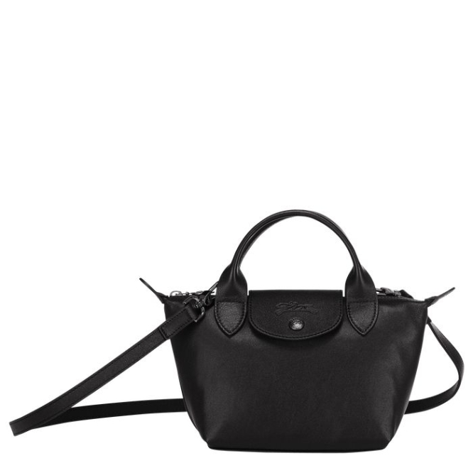 Women\'s Longchamp Le Pliage Cuir XS Top-handle Bags Black | 35NTFXAHJ