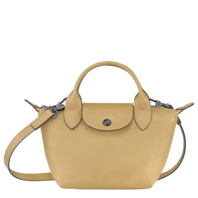 Women\'s Longchamp Le Pliage Cuir XS Top-handle Bags Beige | 85LRVBPJM