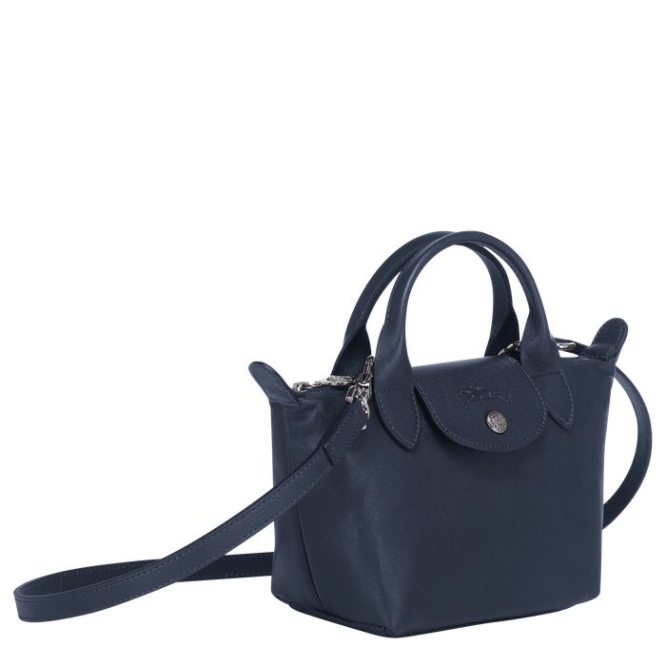 Women's Longchamp Le Pliage Cuir XS Top-handle Bags Navy | 89CDEYBUJ