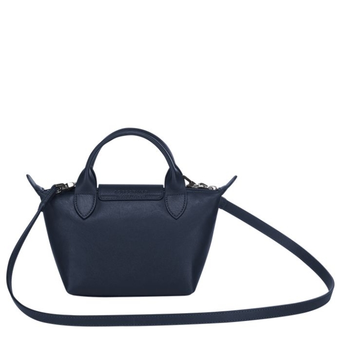 Women's Longchamp Le Pliage Cuir XS Top-handle Bags Navy | 89CDEYBUJ