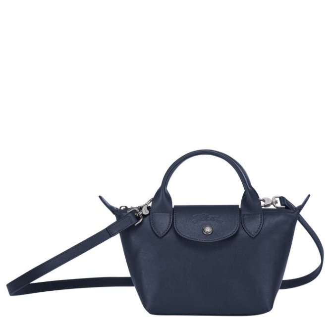 Women\'s Longchamp Le Pliage Cuir XS Top-handle Bags Navy | 89CDEYBUJ