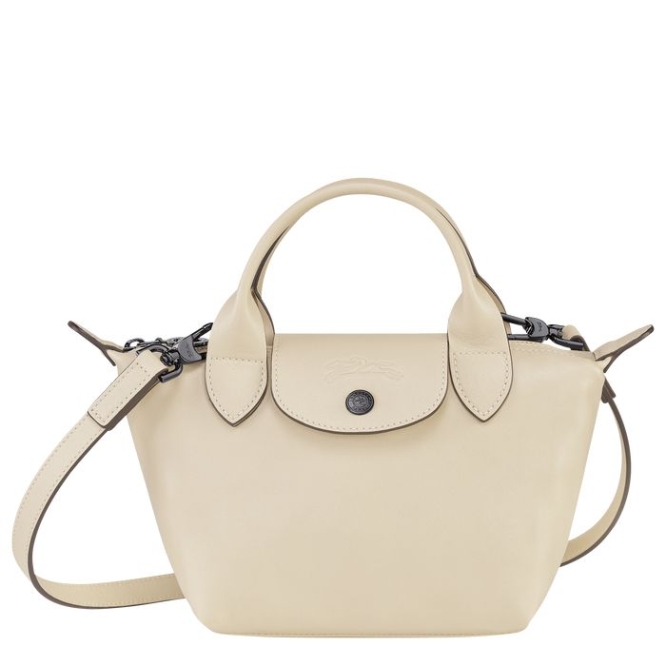 Women\'s Longchamp Le Pliage Cuir XS Top-handle Bags Beige | 94UKFISTJ