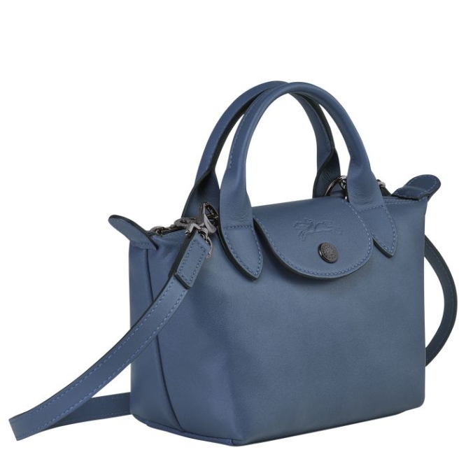 Women's Longchamp Le Pliage Cuir XS Top-handle Bags Blue | 98JPDLCKY