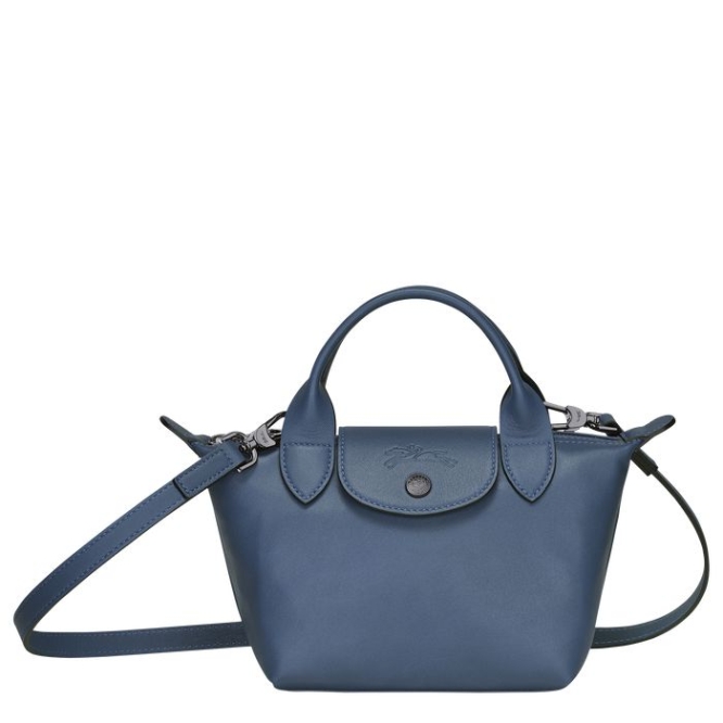 Women\'s Longchamp Le Pliage Cuir XS Top-handle Bags Blue | 98JPDLCKY