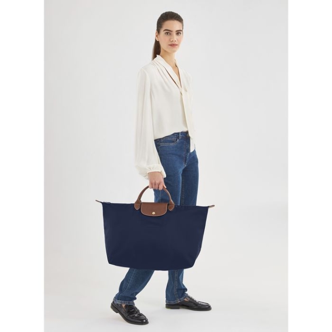 Women's Longchamp Le Pliage L Travel Bags Navy | 20FGKSOPA