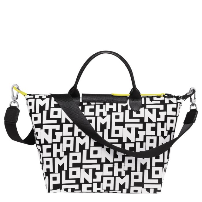 Women's Longchamp Le Pliage Lgp M Top-handle Bags Black White | 94LAVWSFO