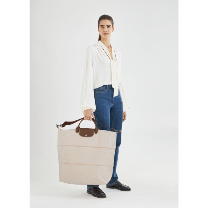 Women's Longchamp Le Pliage Travel Bags Beige | 35KFMWDCY