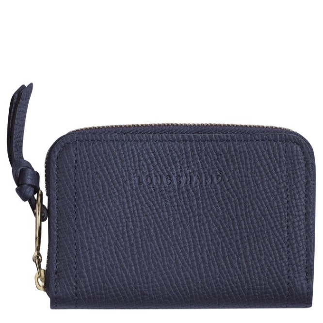 Women\'s Longchamp Mailbox Cardholders & Coin Purses Navy | 69CFKZRAN