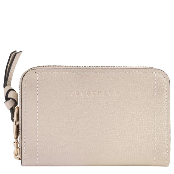 Women\'s Longchamp Mailbox Cardholders & Coin Purses Beige | 83RJHWUNB