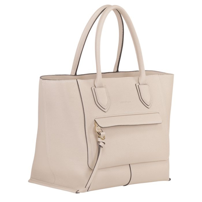 Women's Longchamp Mailbox L Top-handle Bags Beige | 61HTDPSLM