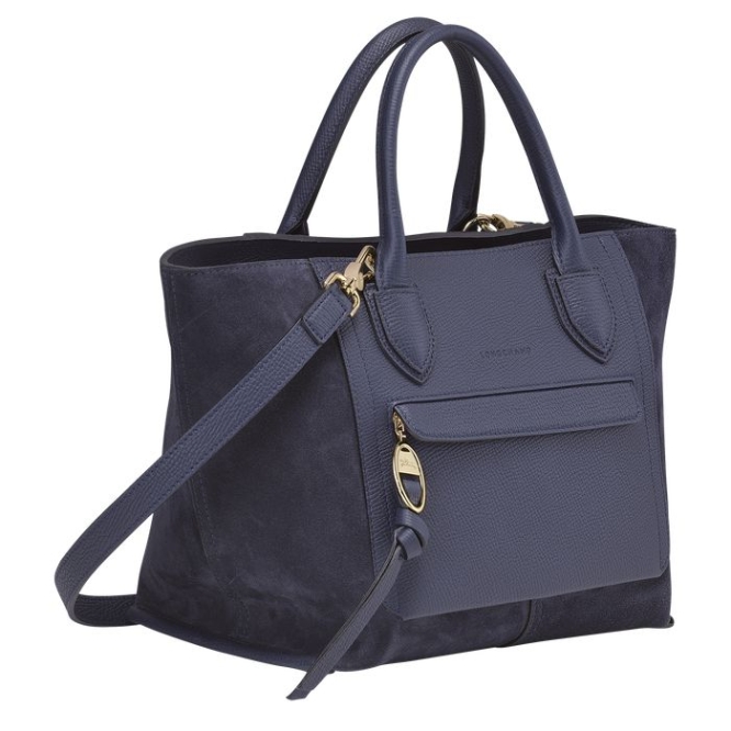 Women's Longchamp Mailbox M Top-handle Bags Navy | 65FXHWENM