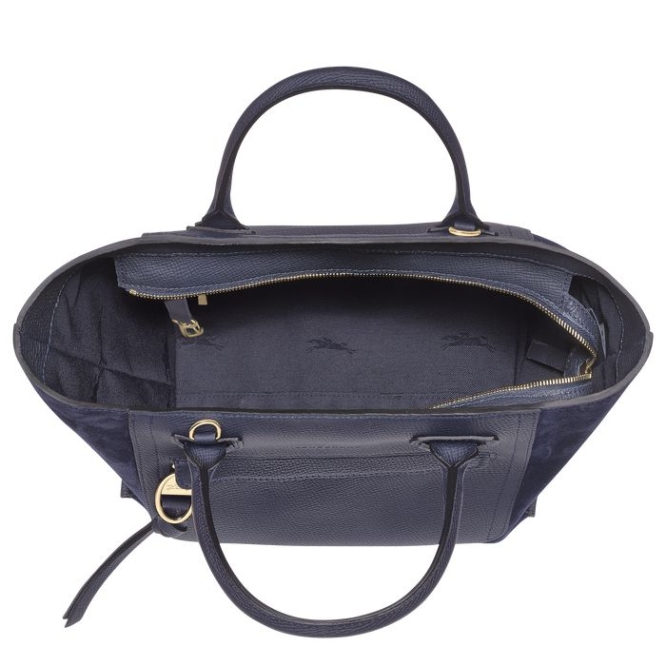 Women's Longchamp Mailbox M Top-handle Bags Navy | 65FXHWENM