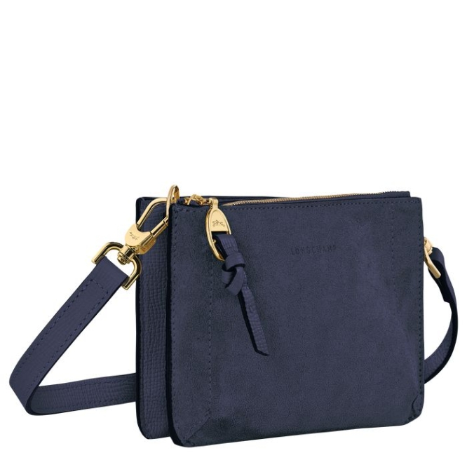 Women's Longchamp Mailbox Soft Wallets On Chain Navy | 06GRWPXBH