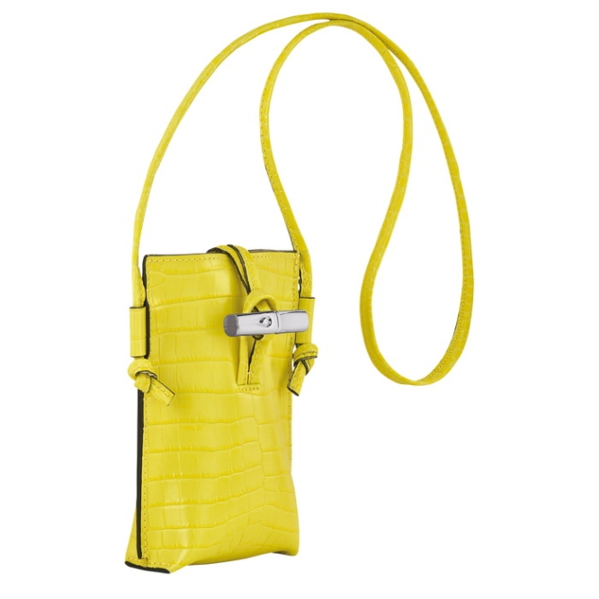 Women's Longchamp Roseau Croco Phone Cases Yellow | 27WNPQBKZ